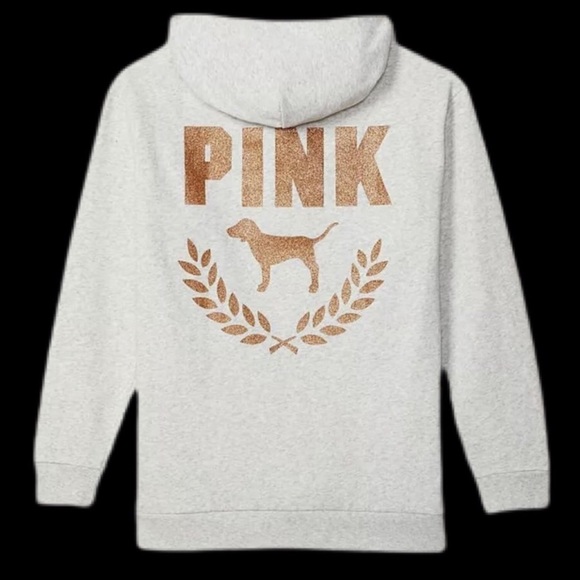 Victoria’s Secret Pink Lounge Shine fleece Campus Pullover Hoodie & Pants RARE L - Picture 5 of 7